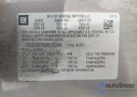 2013 GMC Yukon Xl 1500 Slt из США, поврежденный, VIN 1GKS2KE76DR132268